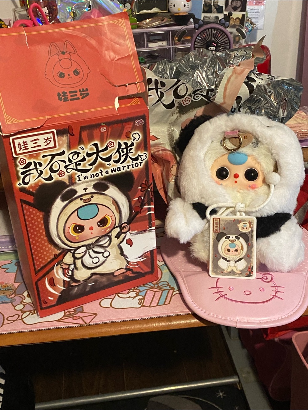 I'm Not a Warrior Plush Keychain OPENED! 🤍🖤